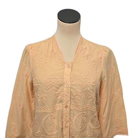 Forever That Girl Tunic Top Womens 2 Embroidered Sheer Boho Festival Peasant Blo - Picture 8 of 10